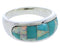 Sterling Silver Turquoise And Opal Ring Size 7-1/4 EX50575